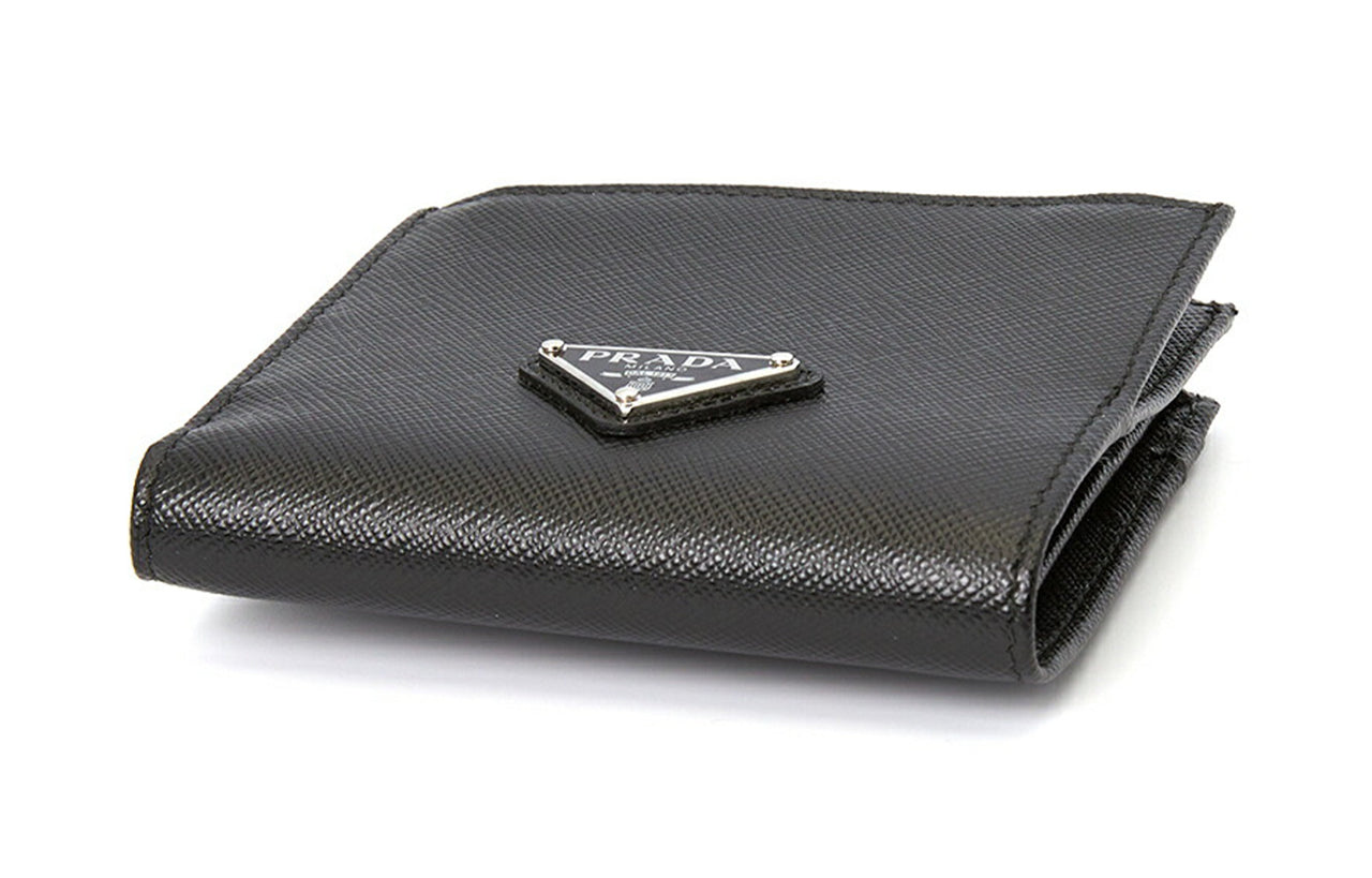 PRADA Cow Leather Wallet Mini Women's Black