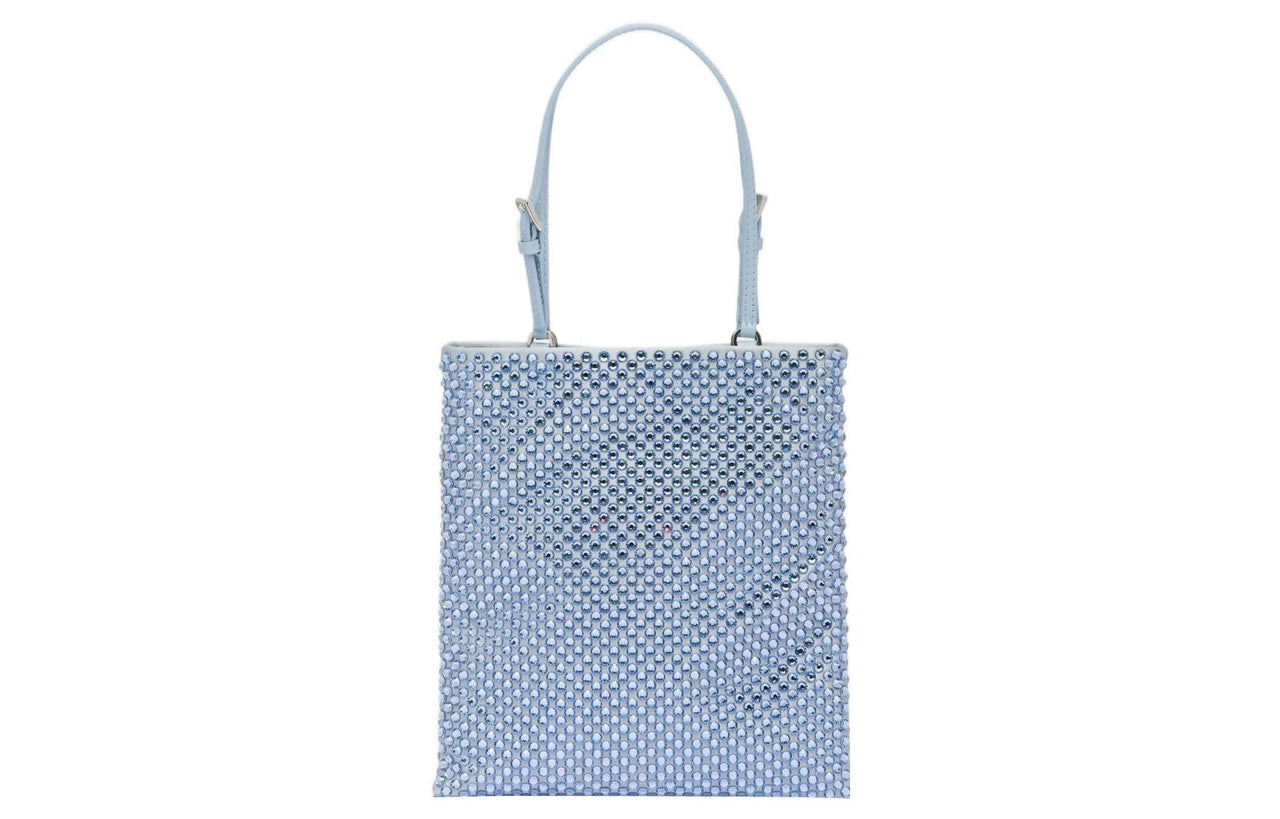 PRADA Embellished Satin Handbag Celeste