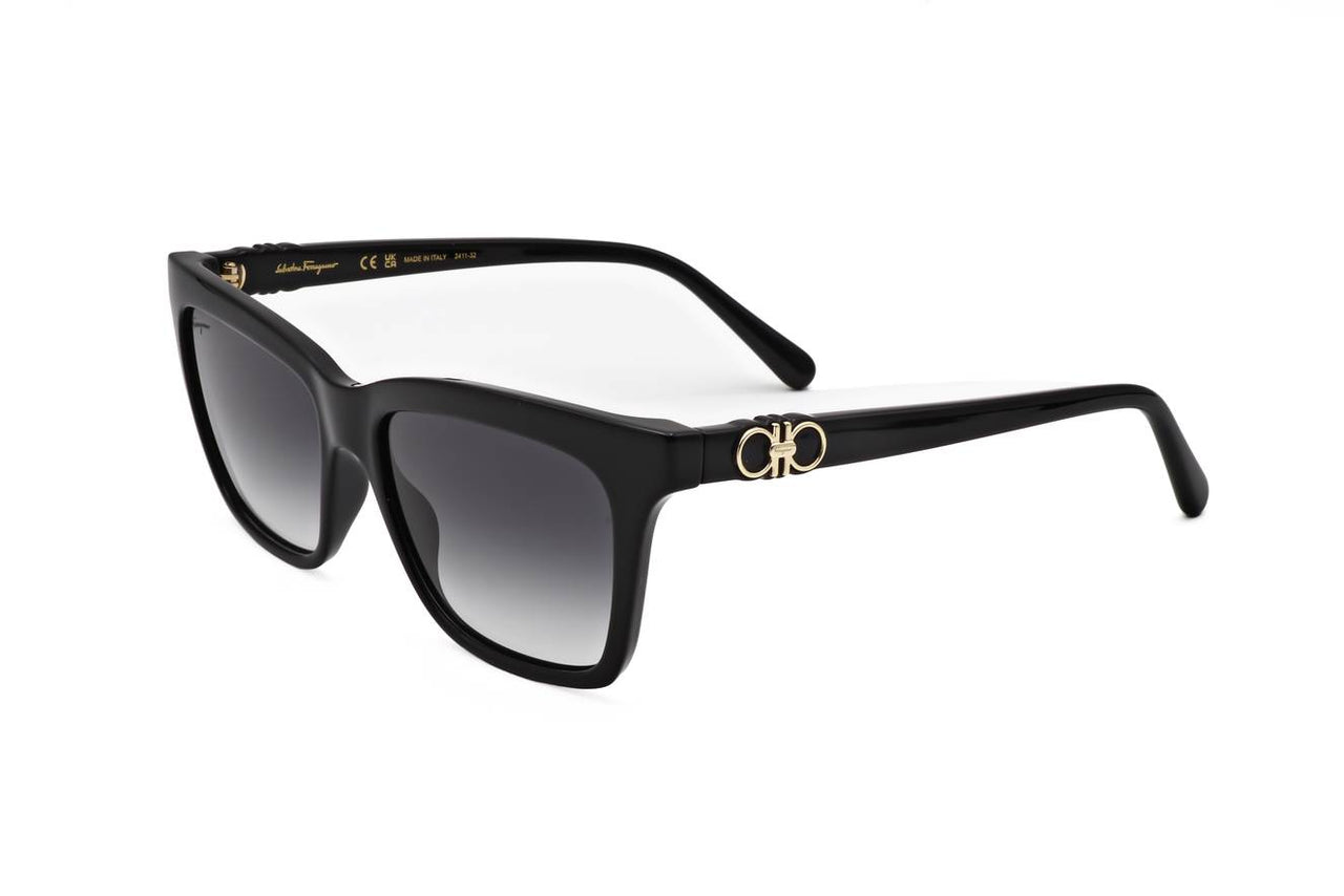 SALVATORE FERRAGAMO SF1027S 214 Sunglasses Black Frame Grey Gradient