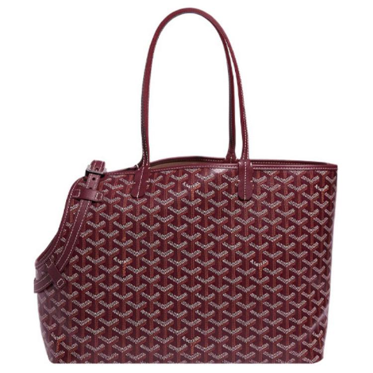 GOYARD Chien Gris Canvas With Leather Pet Bag Unisex Burgundy