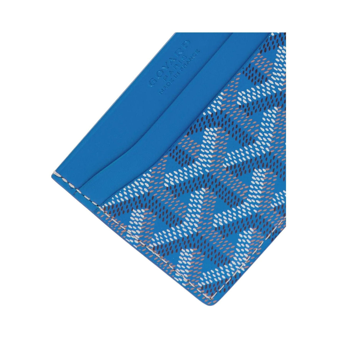 GOYARD Saint-Sulpice Canvas With Calfskin Card Clip Card Holder Unisex Sky Blue & Burgundy Small Heart