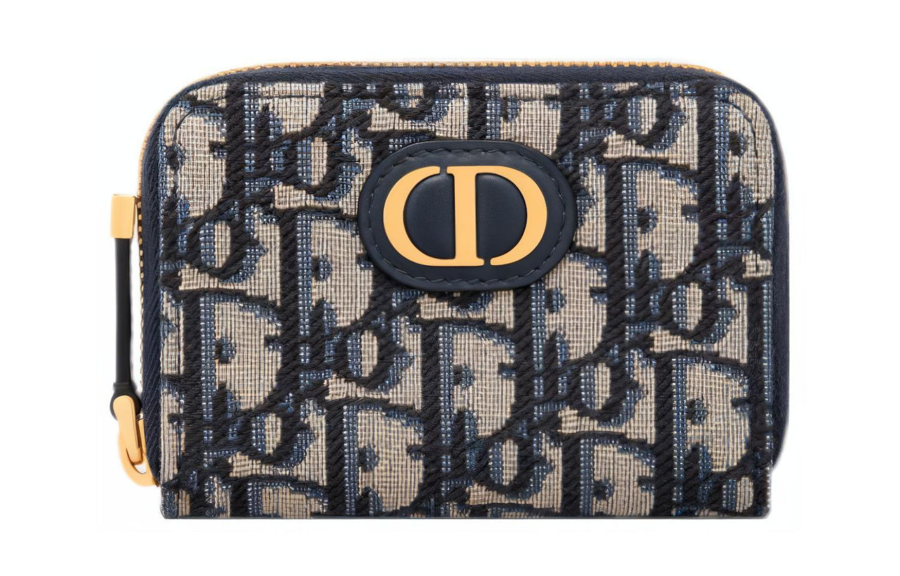 DIOR 30 Montaigne Fabric Coin Purse Card Holder, Wallet Trumpets Women's Blue