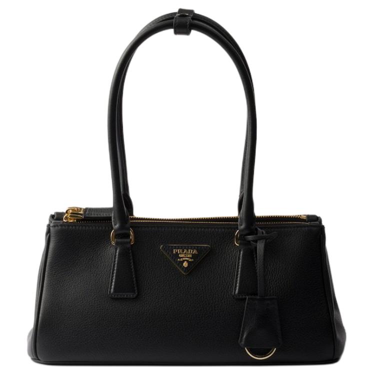 PRADA Calfskin Handbag, Shoulder Bag Medium Size Women's Black
