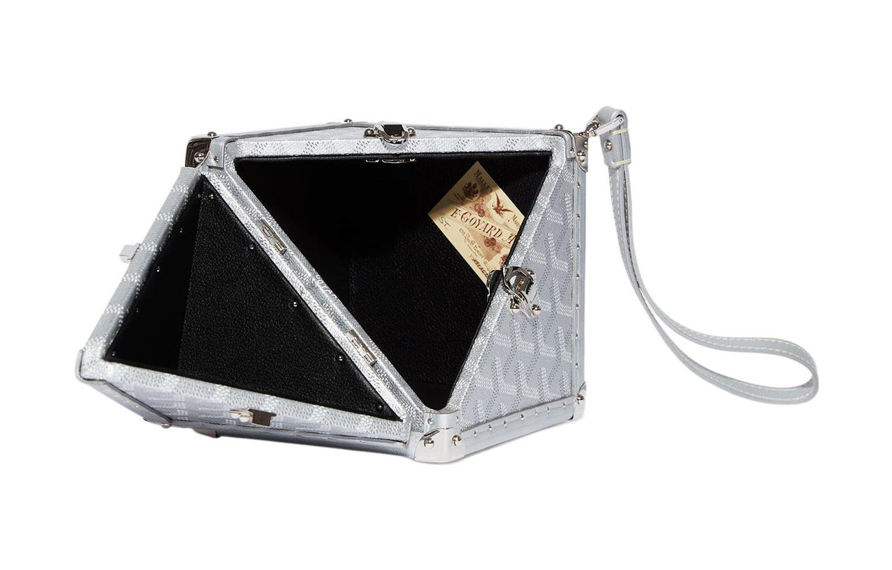GOYARD Dé Canvas With Leather Wrist Bag Women's Silver