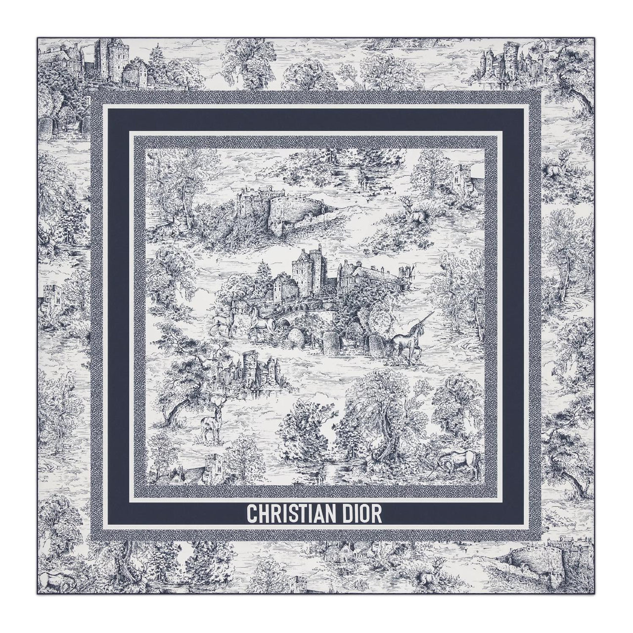 DIOR Silk Scarves Women's White Blue