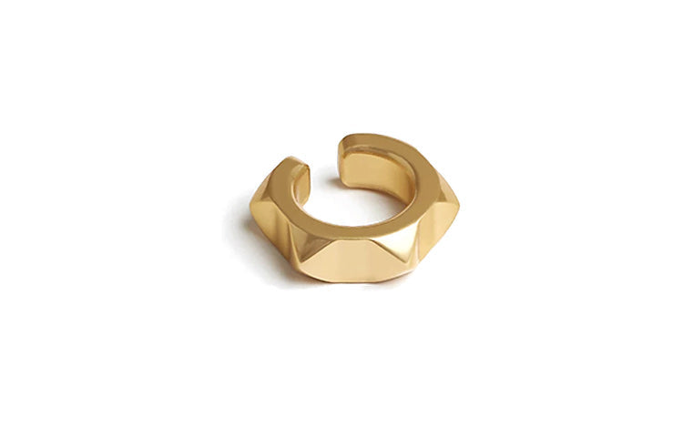 HERMES Aluminum Alloy Metal Clip-On Earrings Women's Gold