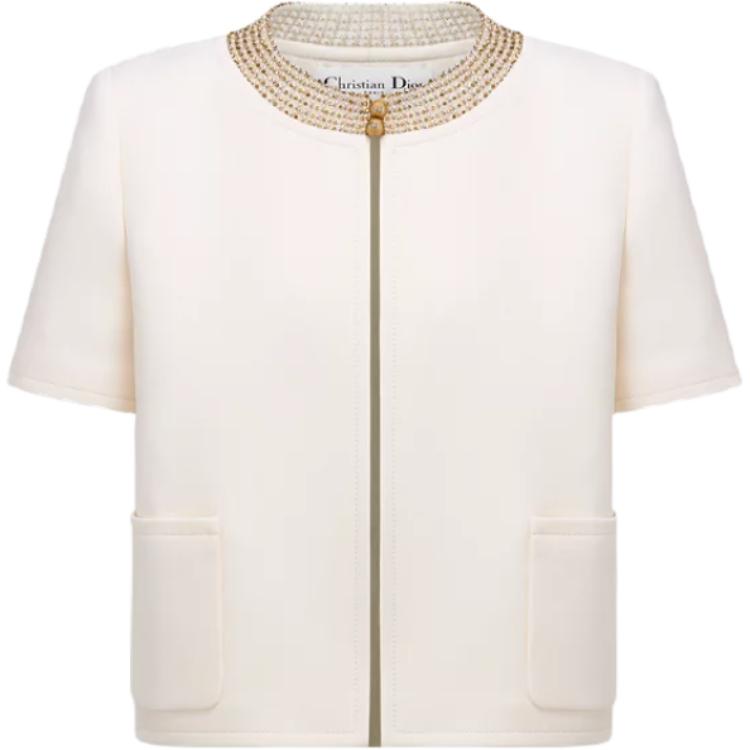 DIOR Embroidered Cropped Jacket Jackets & Coats Women's White