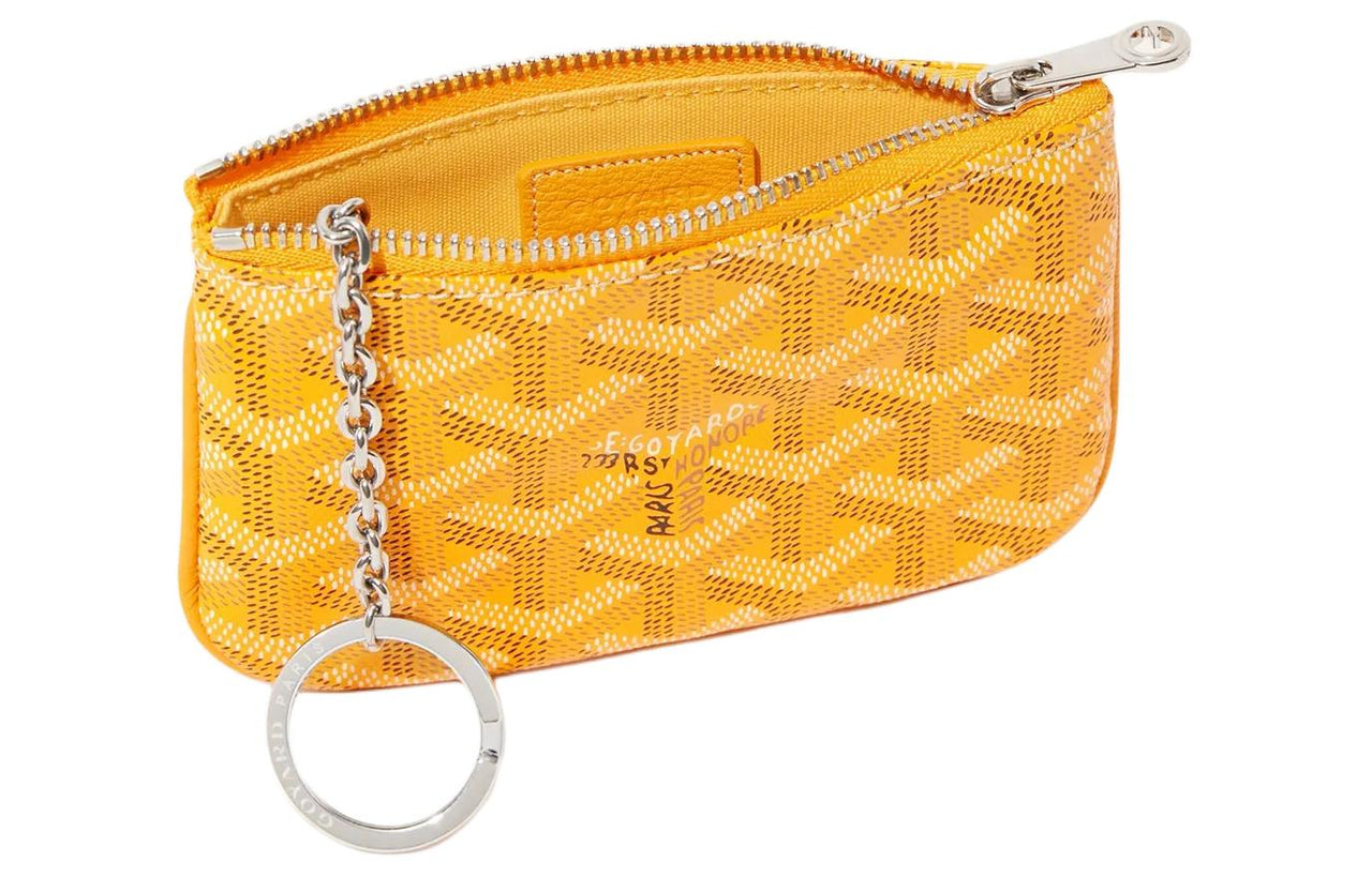 GOYARD Canvas With Calfskin Key Pouch Nano Unisex Yellow
