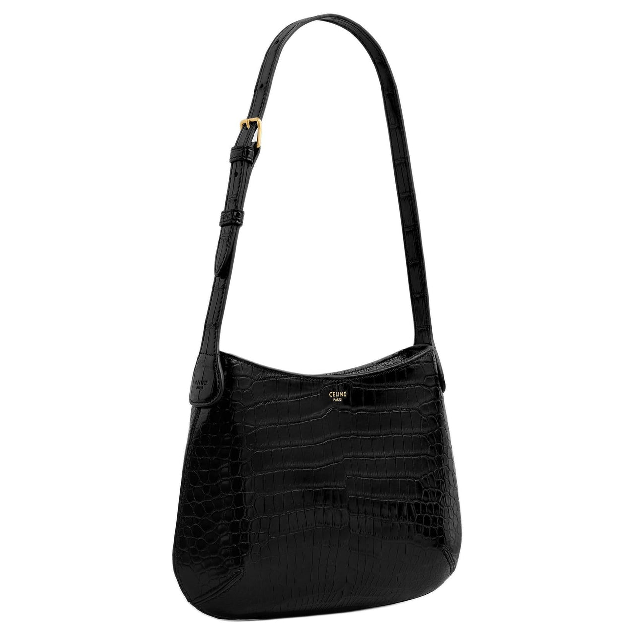 CELINE Crocodile Leather Crossbody Bag Shoulder Bag Women's Black