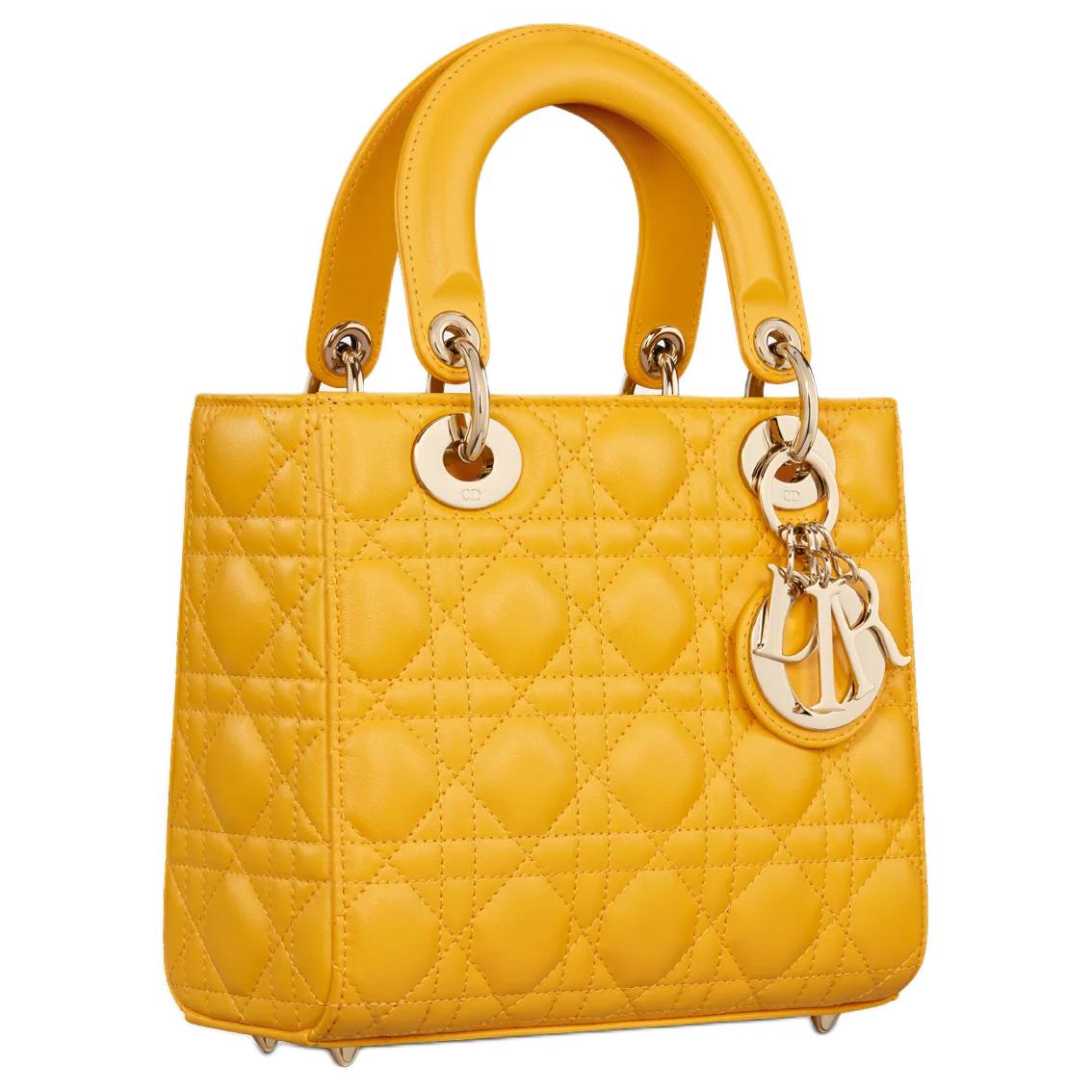 DIOR Lady DiorMy ABCDior Lambskin Shoulder Bag Crossbody Bag Handbag Small Size Women's Sunshine Yellow