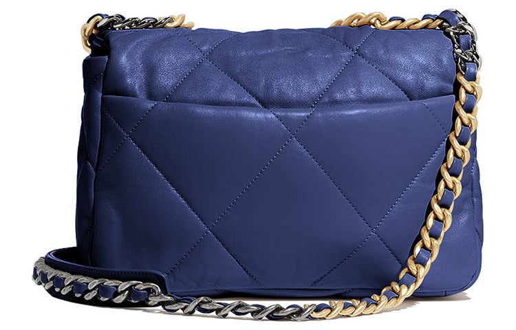 CHANEL 19Bag Sheepskin Mouth Cover Bag Crossbody Bag Small Size Women's Blue