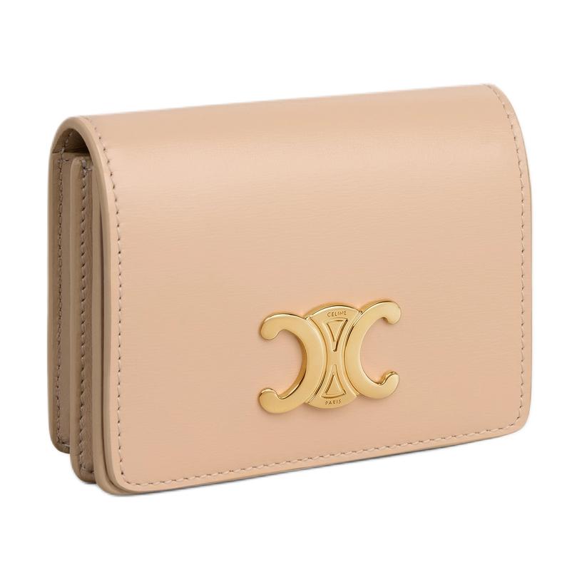 CELINE Calfskin Card Holder Women's Oat Beige