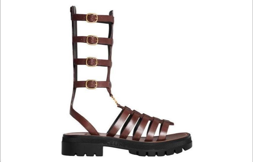 CELINE Clea Triomphe Roman Sandals 4cm Women's Dark Brown