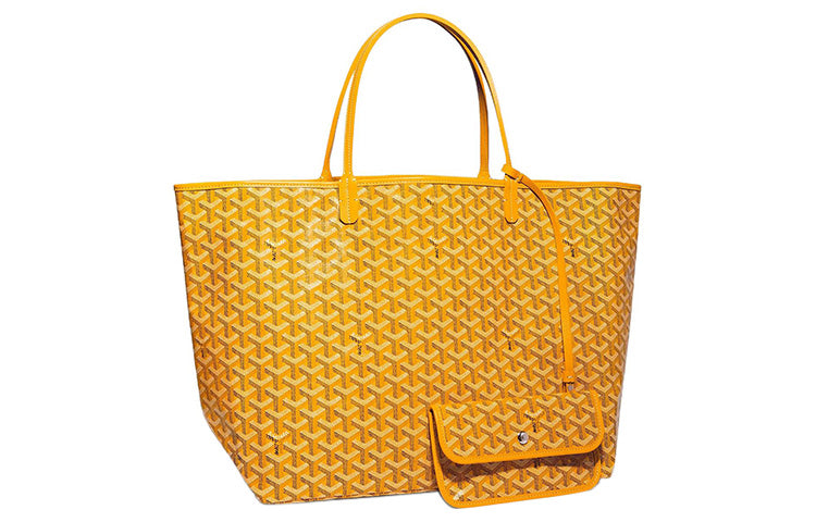 GOYARD Saint Louis Canvas With Calfskin Combo Bag Tote One Shoulder Handbag Large Size Unisex Yellow