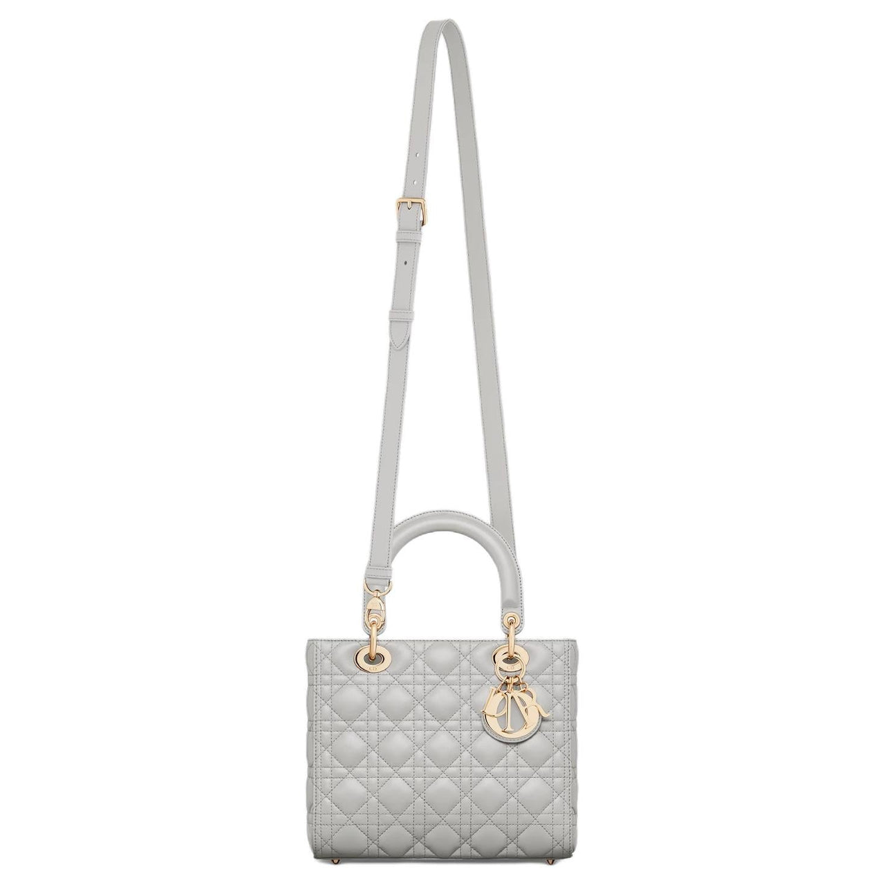 DIOR Lady Dior Wicker Pattern Lambskin Dior Bag Shoulder Bag Crossbody Bag Handbag Medium Size Women's Mist Gray