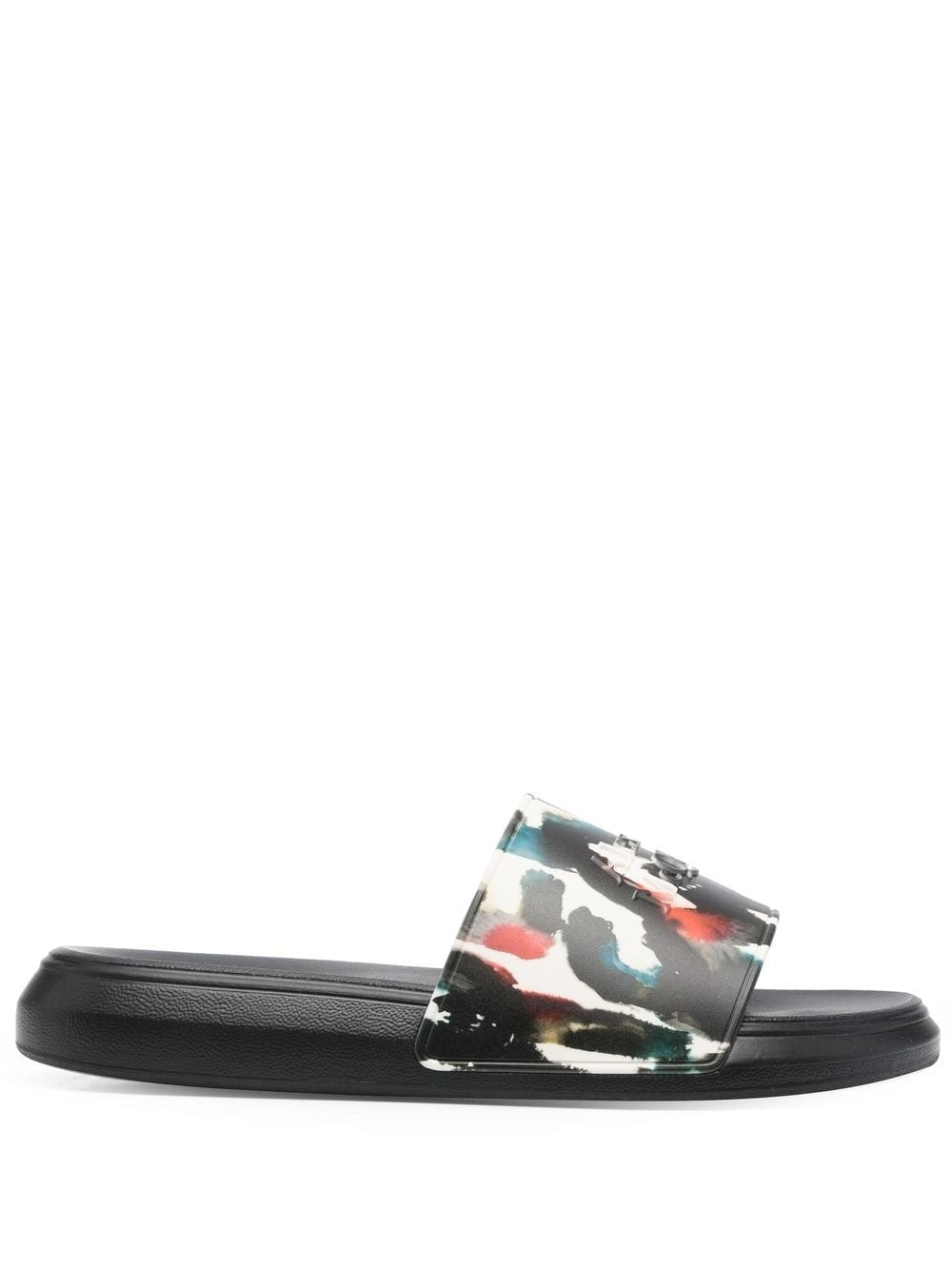 Alexander McQueen graphic logo print pool slides