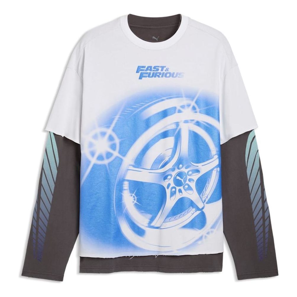 PUMA x FAST & FURIOUS Long Sleeve Layered T-Shirt 'PUMA White Dusky Gray' 637904-01