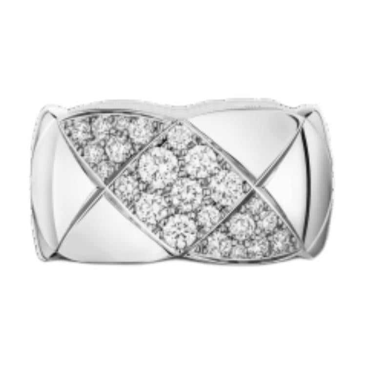 CHANEL 18k White Gold Diamonds Rings Unisex Silver