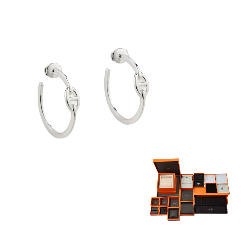 HERMES 925 Sterling Silver Earrings Women's Silver