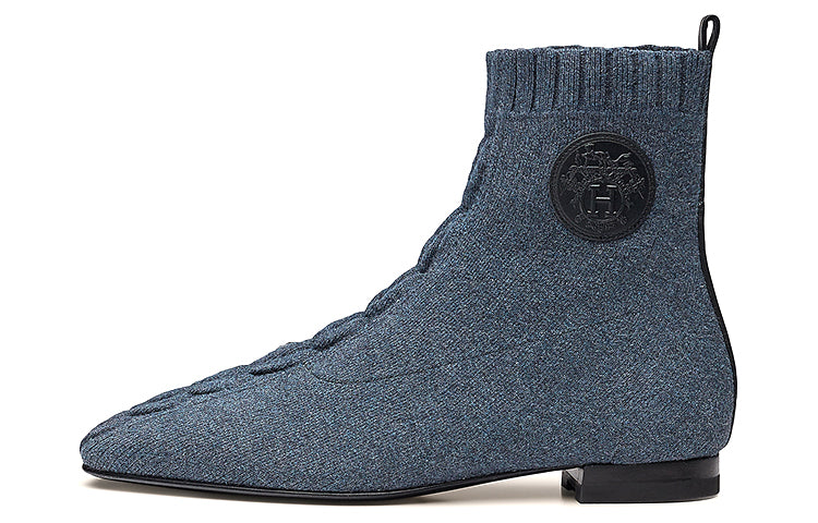 HERMES Duo Ankle Boots Women's Dark Blue