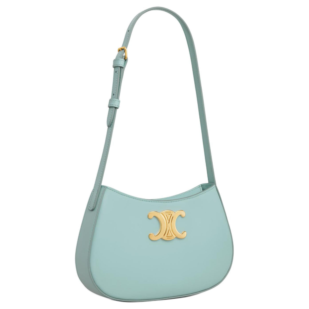 CELINE Cow Leather Handbag Shoulder Bag Women's Psilon Pool Blue