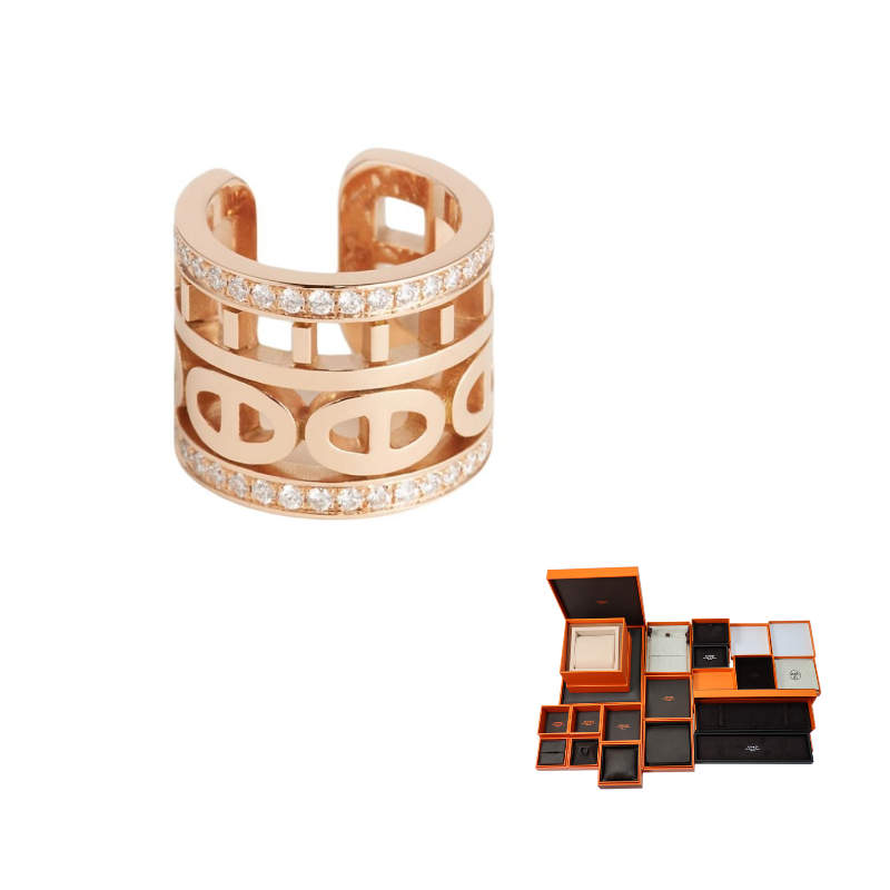 HERMES 18K Rose Gold Clip-On Earrings Women's Gold