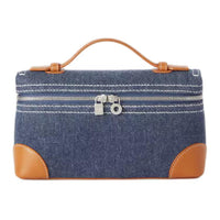 Loro Piana ExtraPocket Denim Shoulder Bag Crossbody Bag Handbag Regular Women's Wave Blue With Wheat Bran
