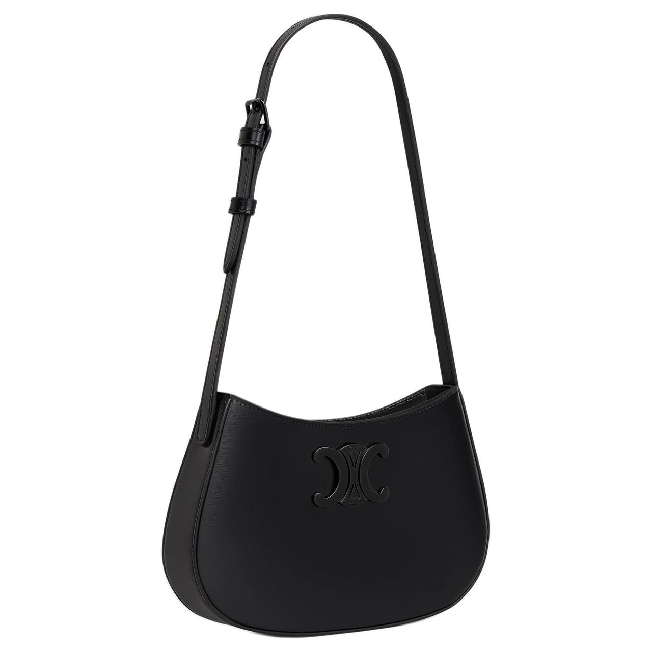 CELINE Calfskin Crossbody Bag Shoulder Bag Medium Size Women's Black