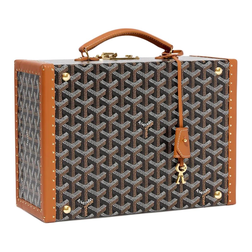 GOYARD Jou Canvas With Leather Storage Boxes Men's Black & Brown