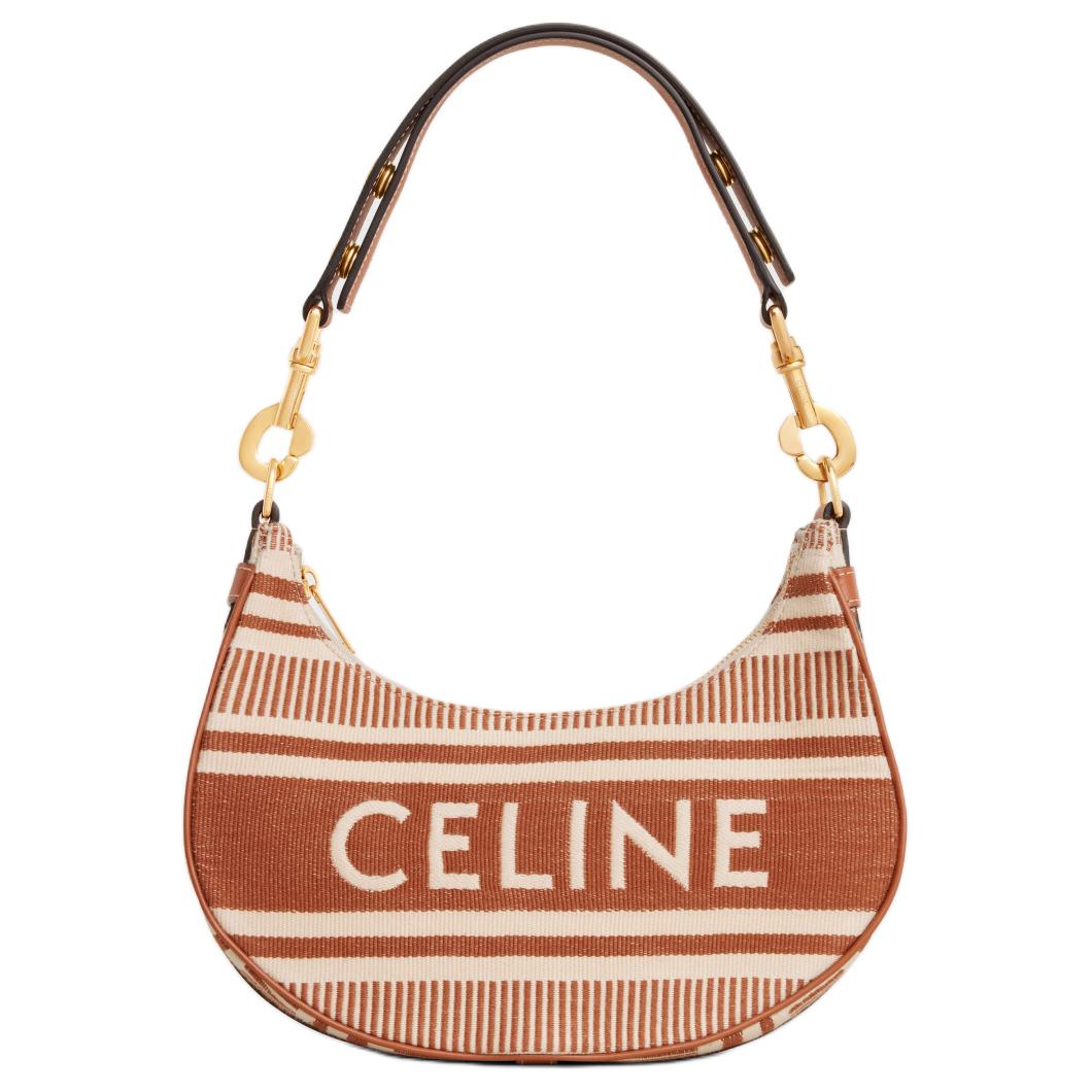 CELINE AVA Fabric With Cow Leather Handbag, Shoulder Bag Women's Ochre