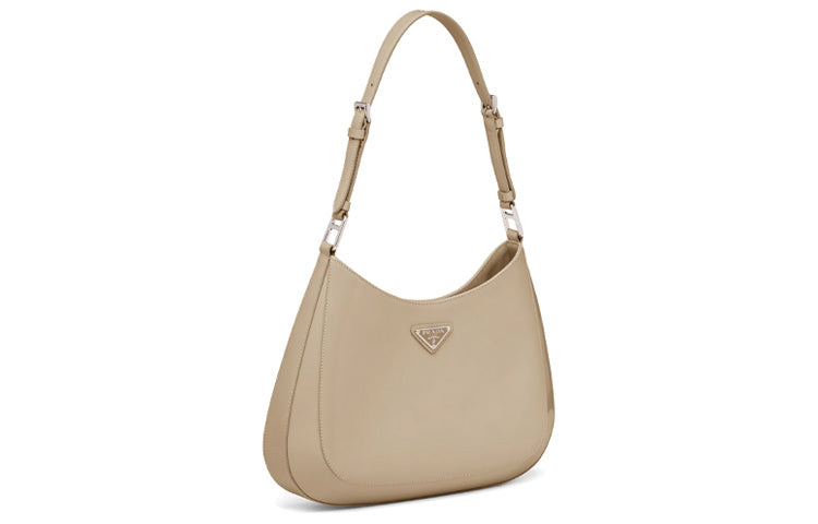 PRADA Cleo Brushed Leather Shoulder Bag Crossbody Bag Women's Desert Beige