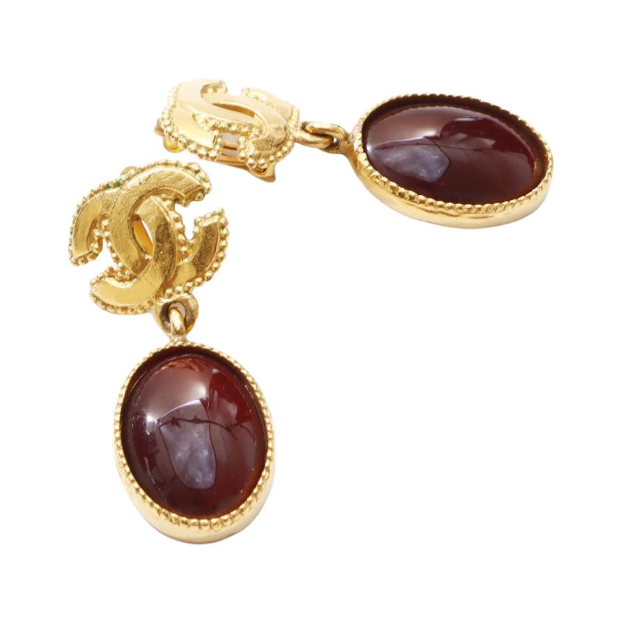 CHANEL 1996 Cc Gripoix Clip-on Earrings