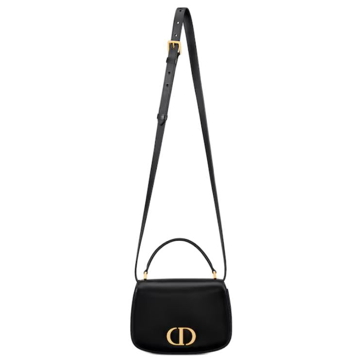 DIOR 30 Montaigne Cow Leather Shoulder Bag Crossbody Bag Handbag Medium Size Women's Black