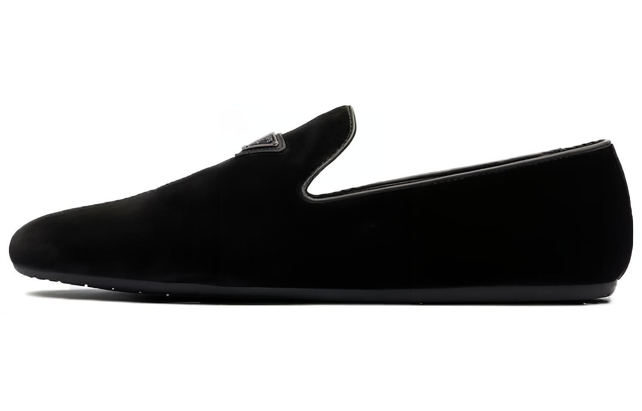 PRADA Triangle-logo Velvet Loafers