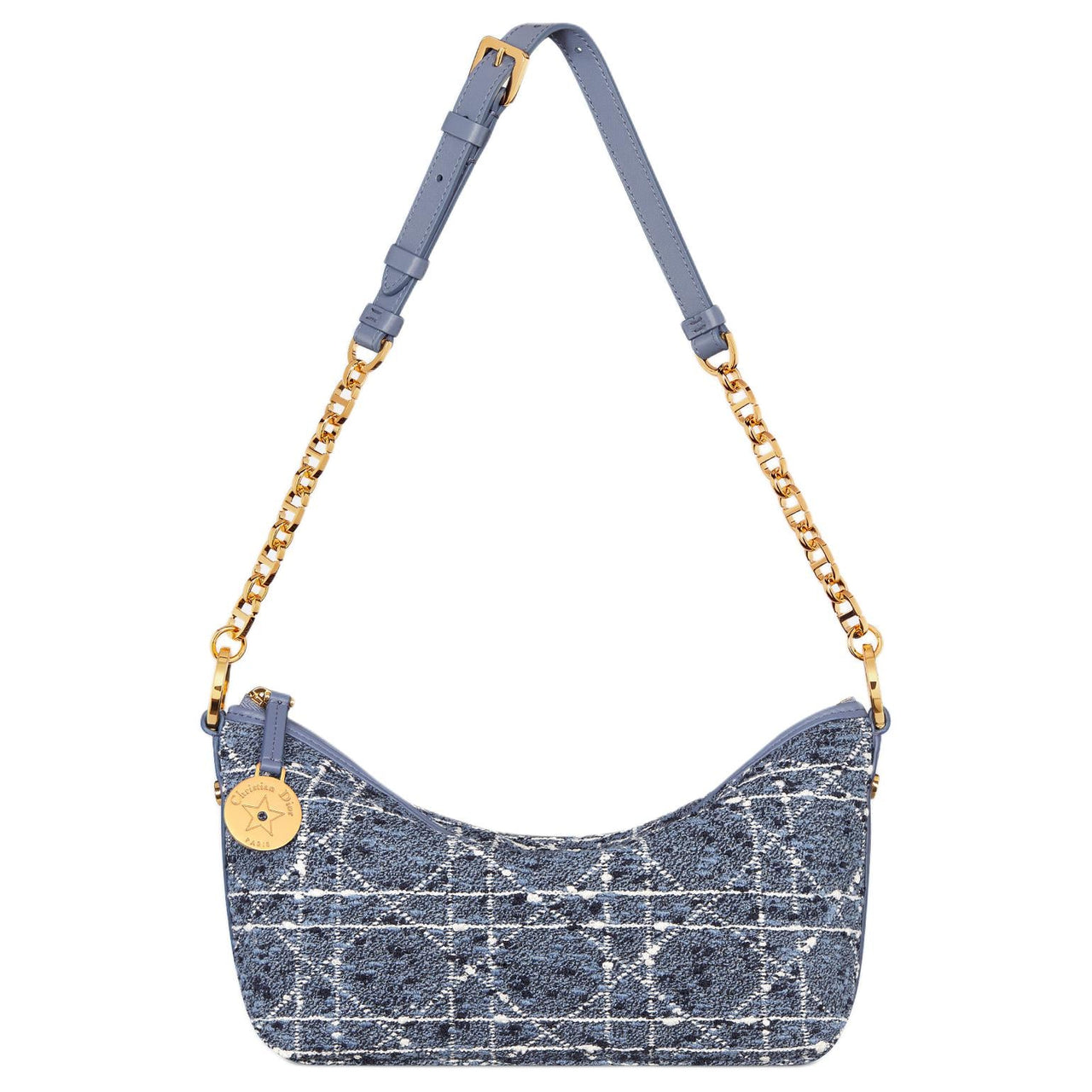 DIOR Cotton Handbag Shoulder Bag Women's Blue