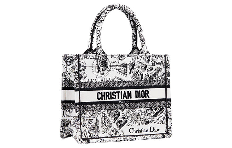 DIOR Embroidery Tote Bag, Shopping Bag, Handbag Trumpets Women's White/Black