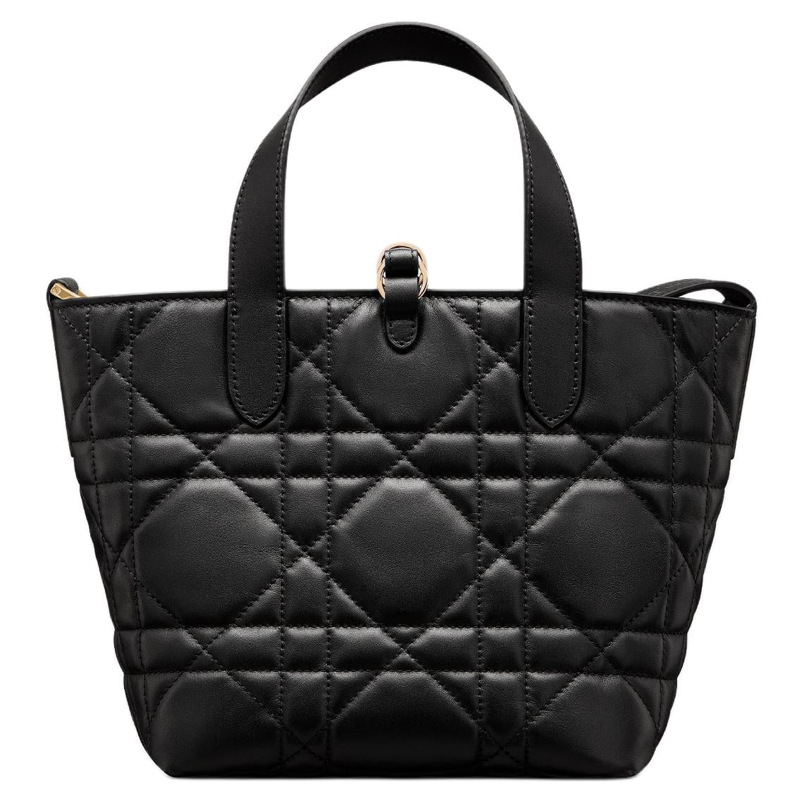 DIOR Toujours Cow Leather Basket Bag, Shoulder Bag, Crossbody Bag, Handbag Small Size Women's Black