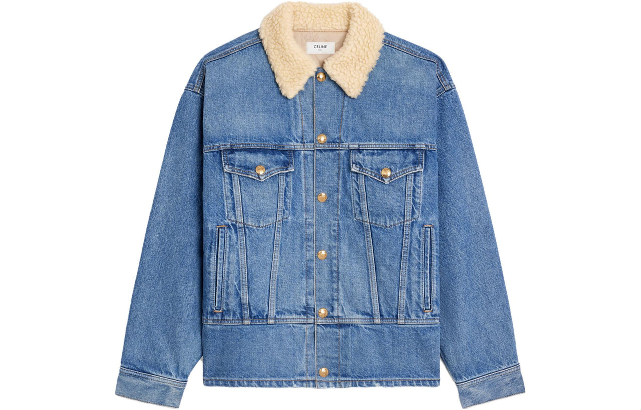 CELINE Denim Jackets Women's Metal Blue