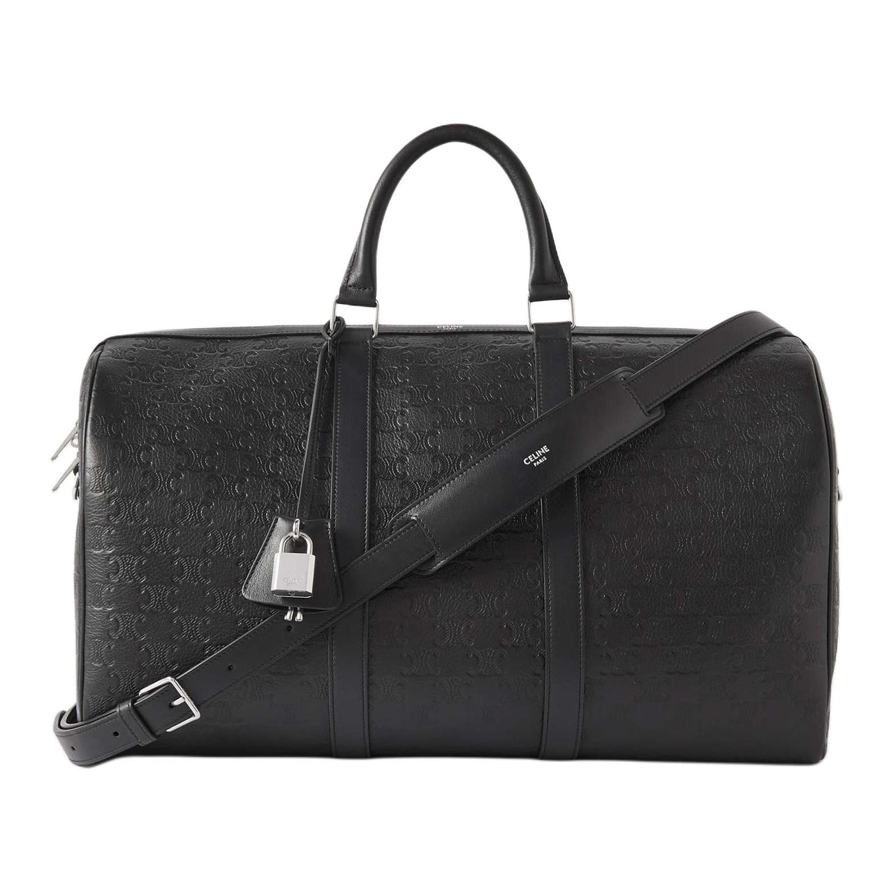 CELINE Calfskin Handbag Travel Bag Men's Black