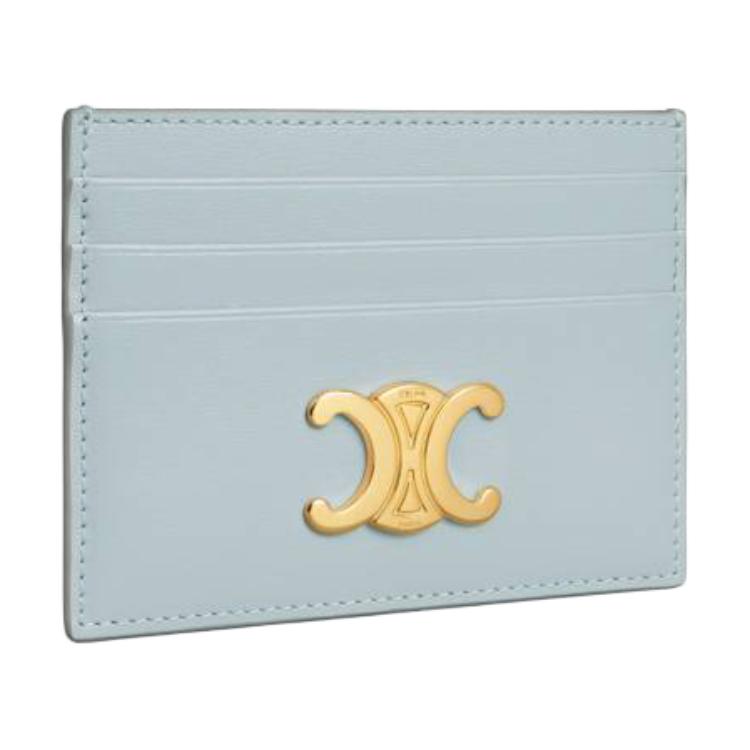 CELINE Calfskin Card Holder Women's Ice Blue