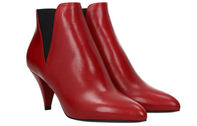 CELINE Chelsea Boots Women's Mid-Top Red