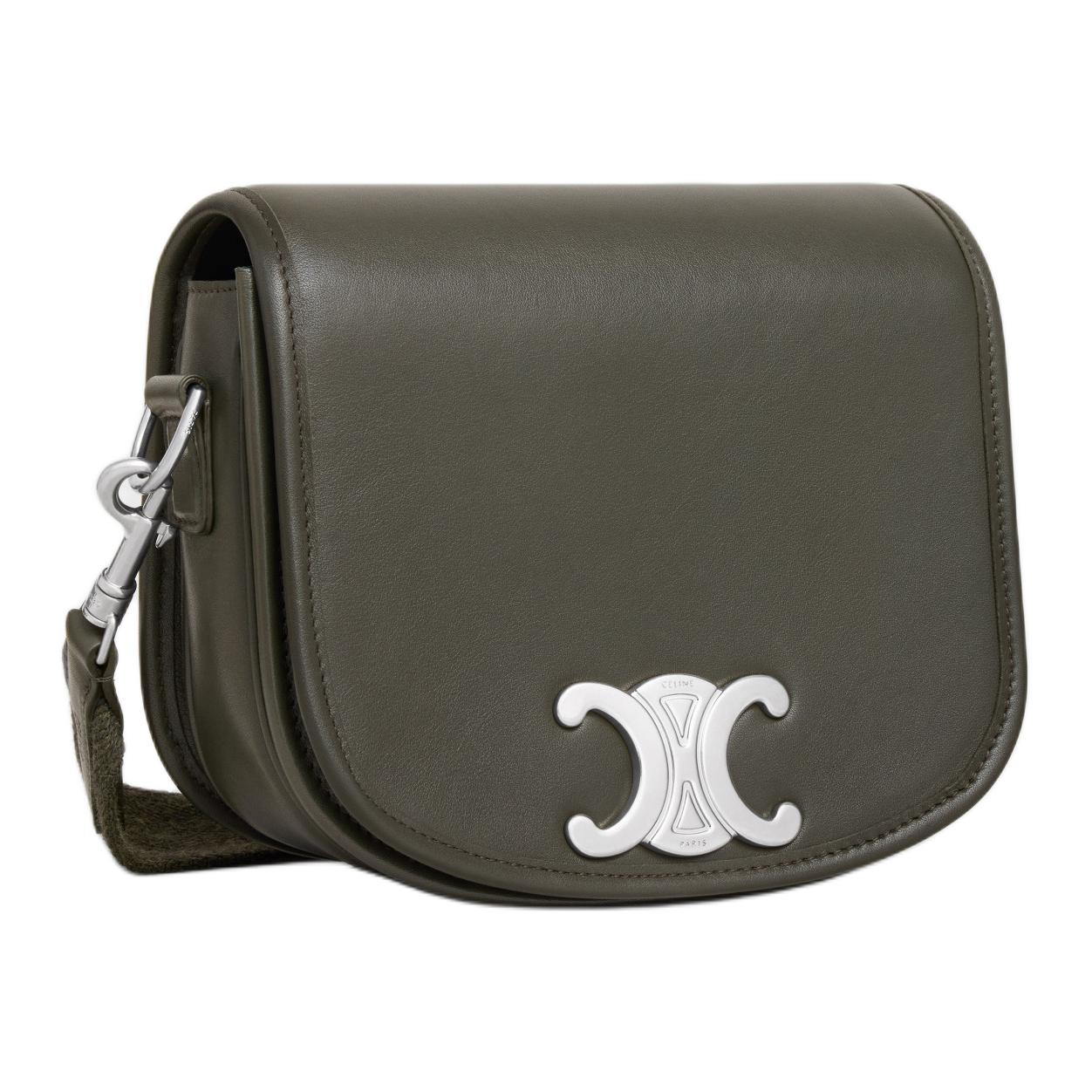 CELINE Calfskin Shoulder Bag Crossbody Bag Small Size Women's Army Green