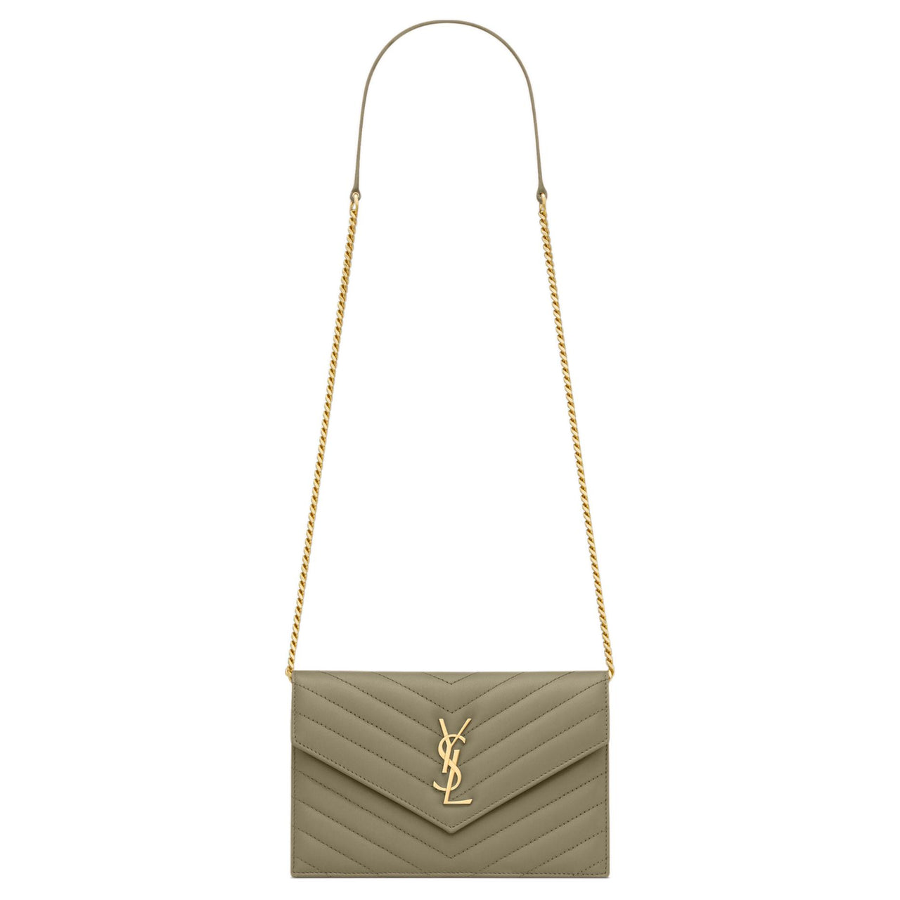 SAINT LAURENT CASSANDRE Sheepskin Crossbody Bag, Shoulder Bag Trumpets Women's Dark Moss Green