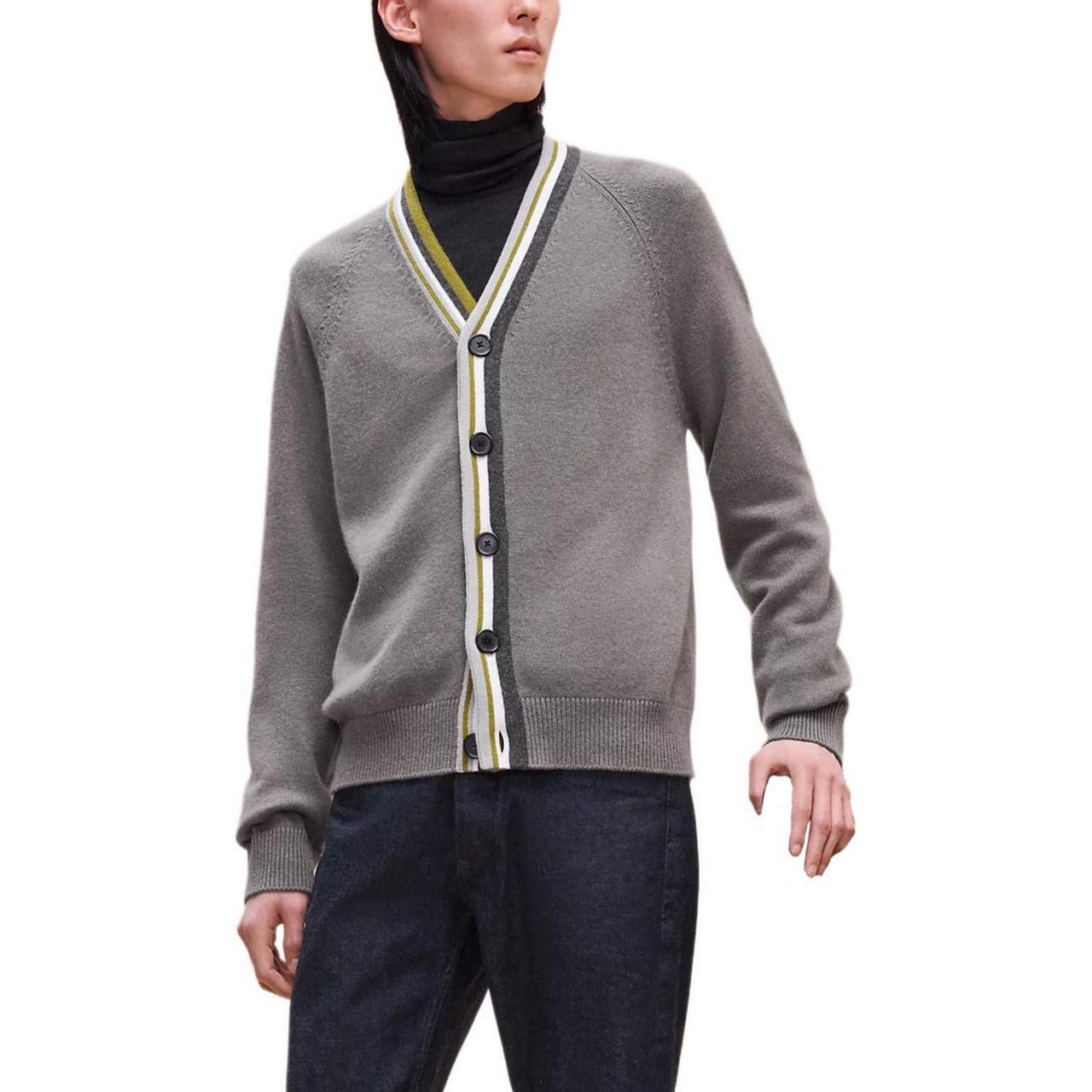 HERMES Cashmere Sweater Men's Mud Charcoal