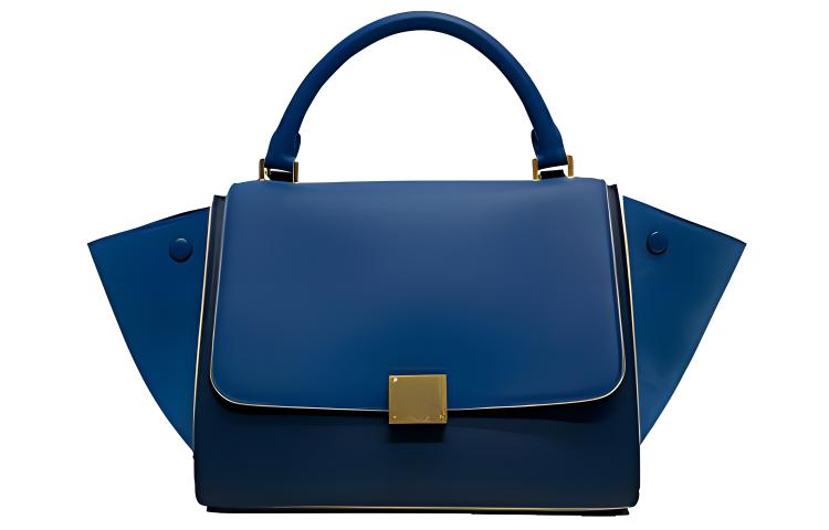 CELINE Cow Leather Wings Bag Handbag Shoulder Bag Crossbody Bag Medium Size Women's Blue