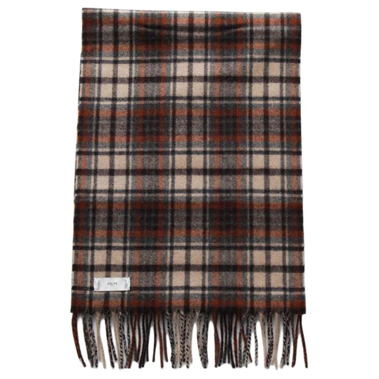 CELINE Cashmere Knit Scarves Men's Brown