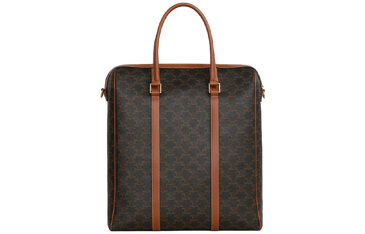 CELINE Cow Leather Tote Bag Shopping Bag Boston Bag Handbag Shoulder Bag Men's Tawny