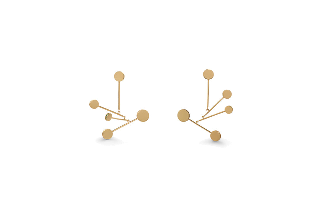 CELINE Crystal Brass Earrings Women's Gold