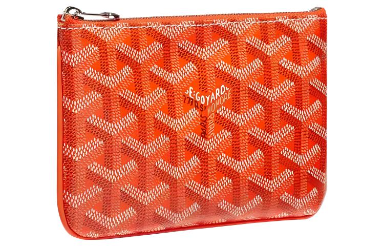 GOYARD SENAT Canvas With Calfskin Wallet Card Holder Clutch Mini Unisex Orange