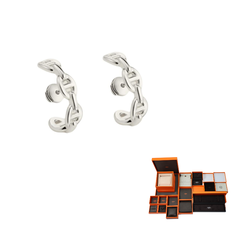 HERMES 925 Sterling Silver Earrings Women's Silver